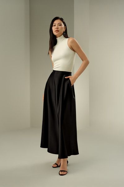 Eleganter Seiden-Maxirock in A-Linie