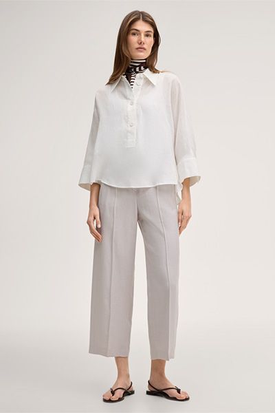 Elegante Weit Geschnittene Leinen-Culotte