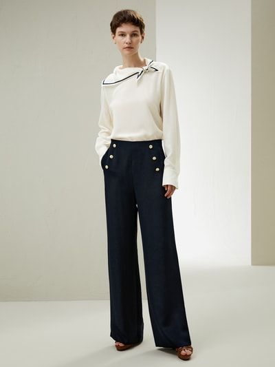 Seidenbluse mit nautischem Kragen