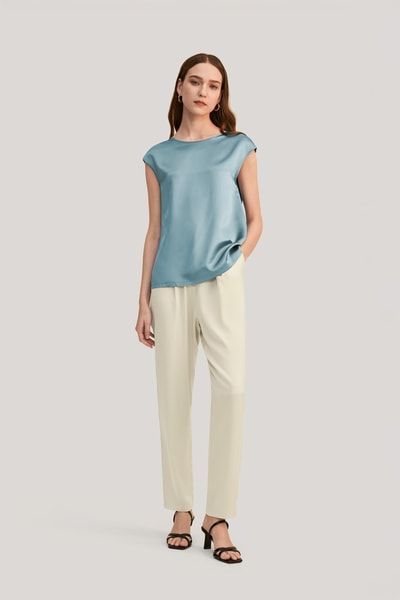 Elegantes ärmelloses Top aus Seidencharmeuse