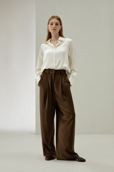 Glänzendes Oversized Button-Down Lotus-Hemd