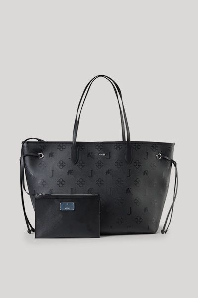 Shopper mit Monogramm-Prägung und Clutch