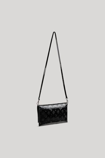 Glänzende Logo-Prägung Vegane Leder-Clutch