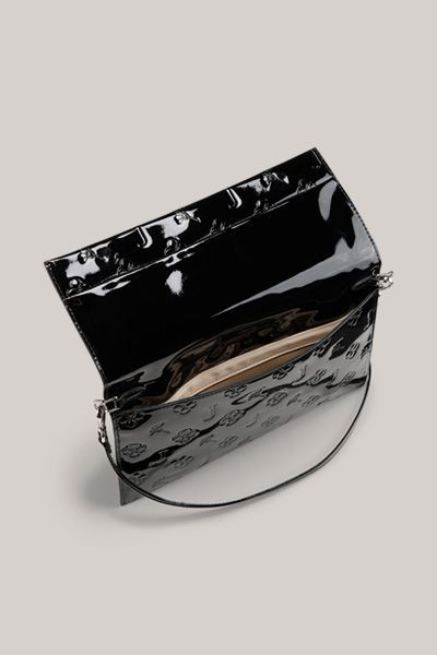 Glänzende Logo-Prägung Vegane Leder-Clutch