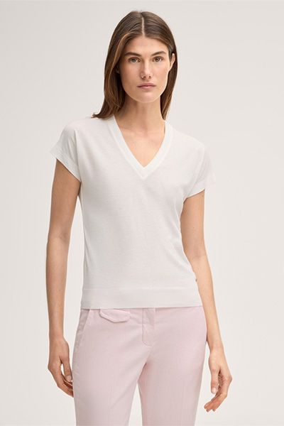 Leichtes V-Neck T-Shirt aus Lyocell-Mix