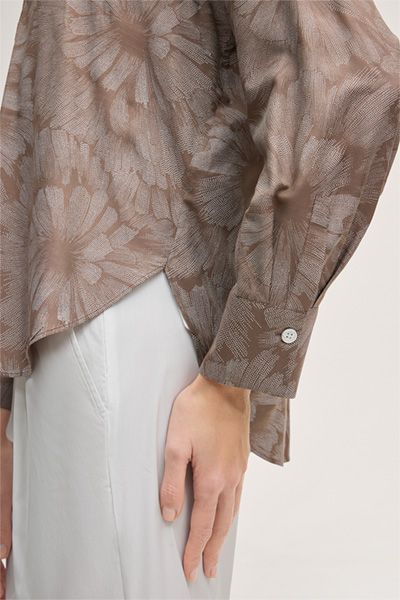 Print-Hemdbluse aus Viskose-Seiden-Mix