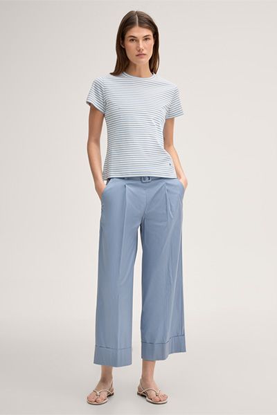 Gestreiftes Interlock-Baumwoll-T-Shirt