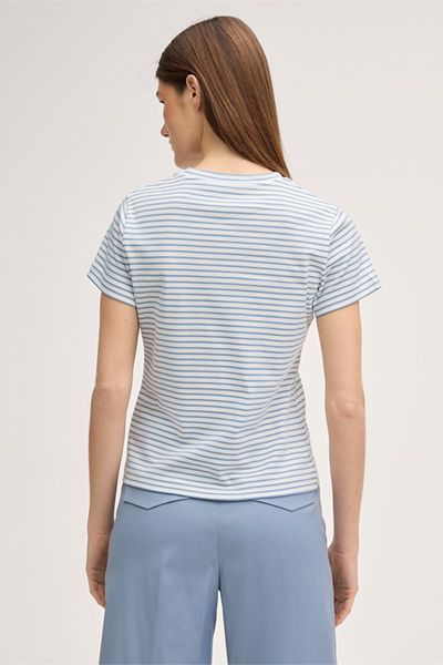 Gestreiftes Interlock-Baumwoll-T-Shirt