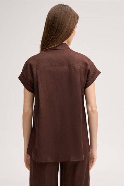 Kurzärmelige Leinen-Hemdbluse
