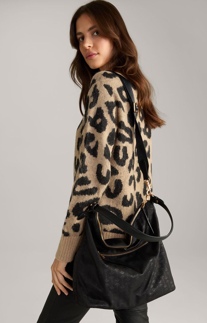Nylon-Hobo-Tasche mit Logo-Muster