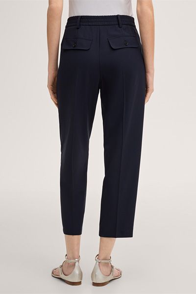 Verkürzte Schurwollhose mit Bundfalten
