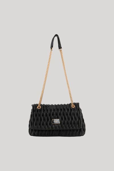 Geraffte Schultertasche mit Steppmuster