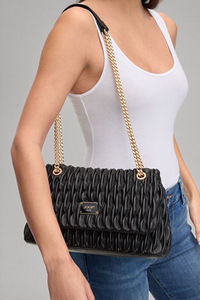 Geraffte Schultertasche mit Steppmuster