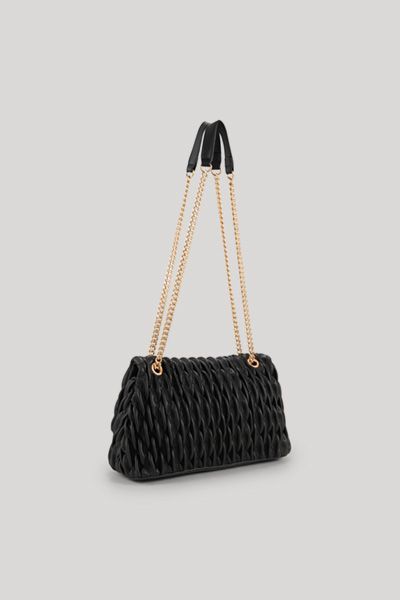 Geraffte Schultertasche mit Steppmuster