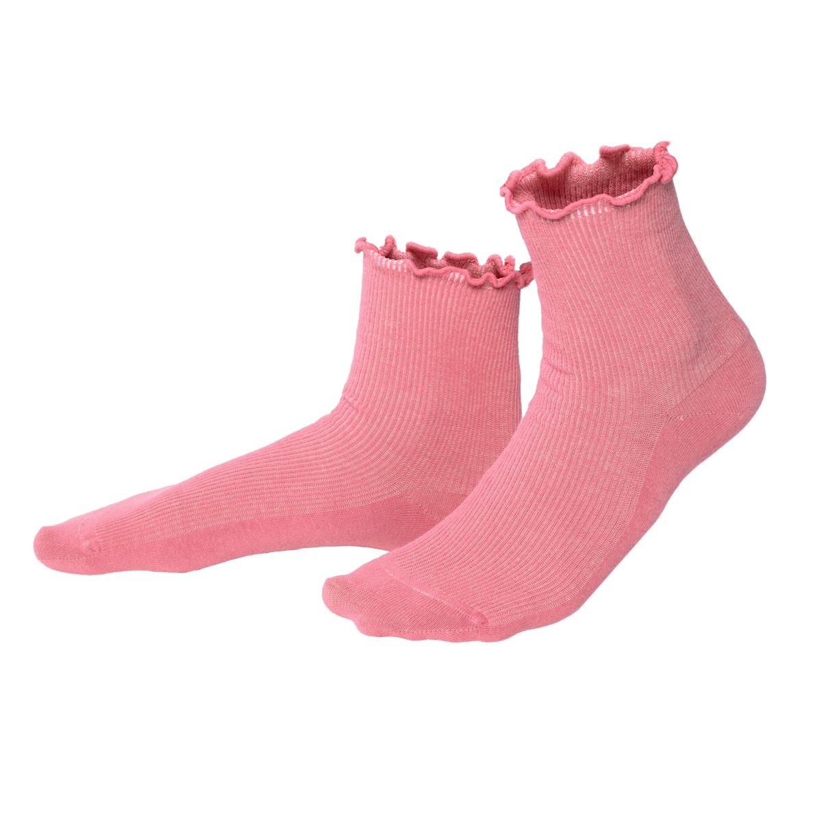 Gerippte Bio-Baumwollsocken mit Wellensaum