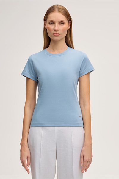 Baumwoll-Interlock T-Shirt mit Rundhalsausschnitt