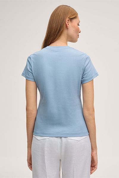 Baumwoll-Interlock T-Shirt mit Rundhalsausschnitt