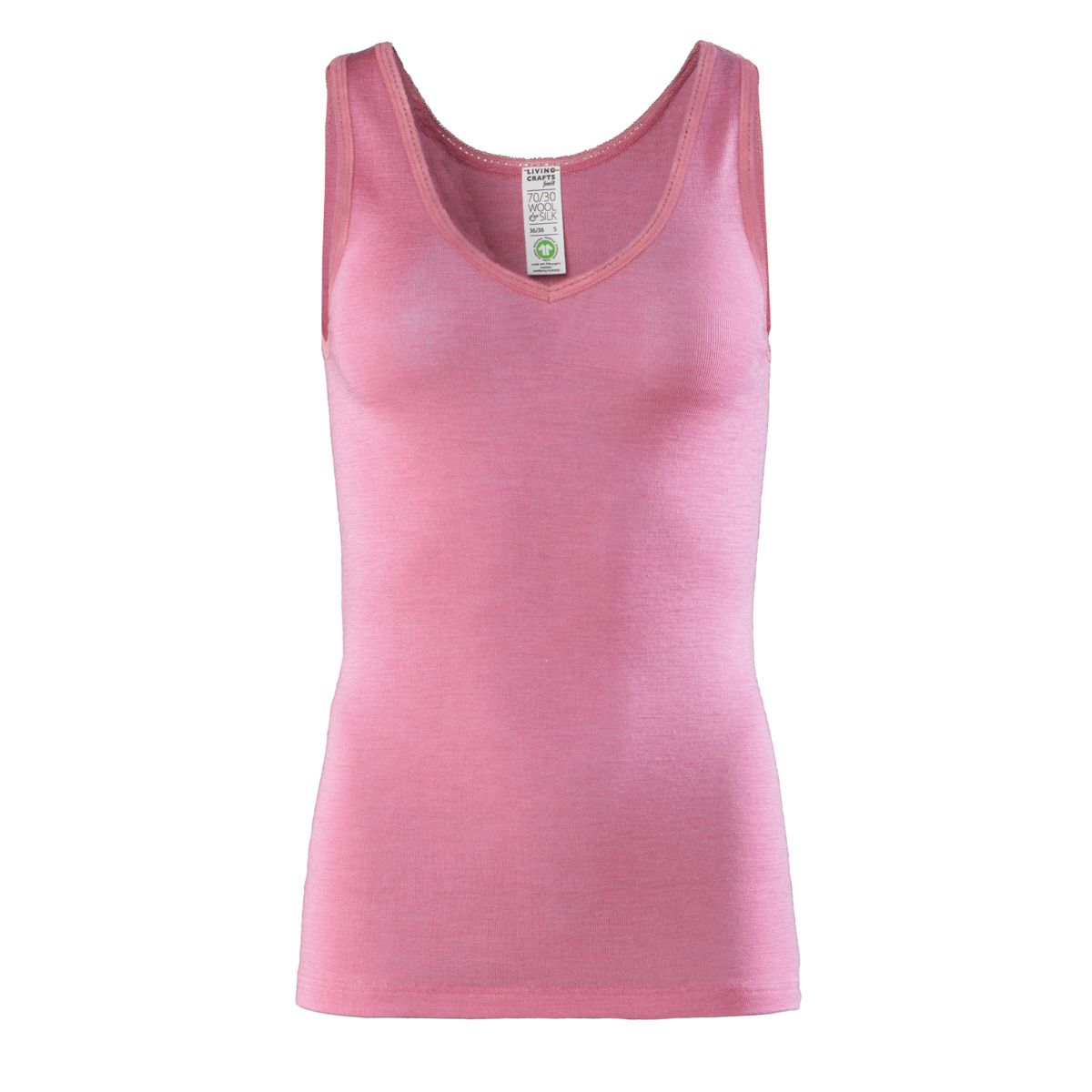 Wolle-Seide Tanktop mit Spitzenbesatz