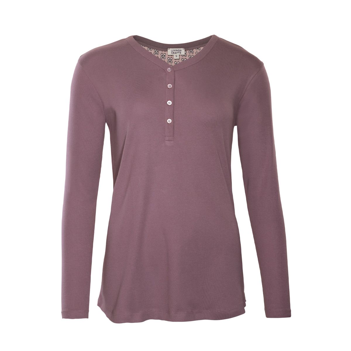 Bio-Baumwoll Schlafshirt mit Henley-Ausschnitt