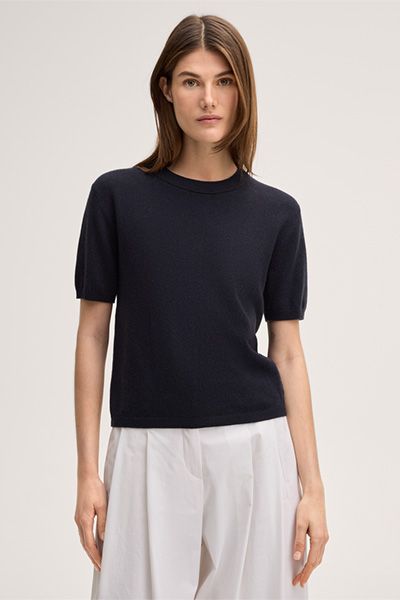 Minimalistisches Kurzarm-Top aus Kaschmir