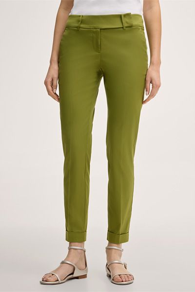 Taillierte Baumwollhose mit Umschlag