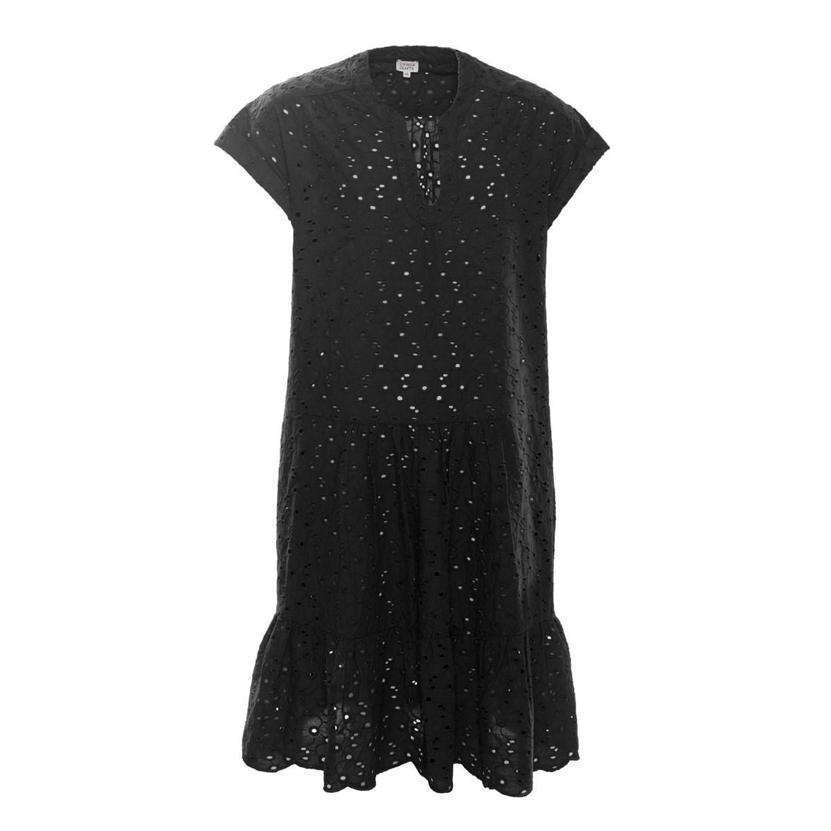 Stufen-Midikleid mit Lochstickerei