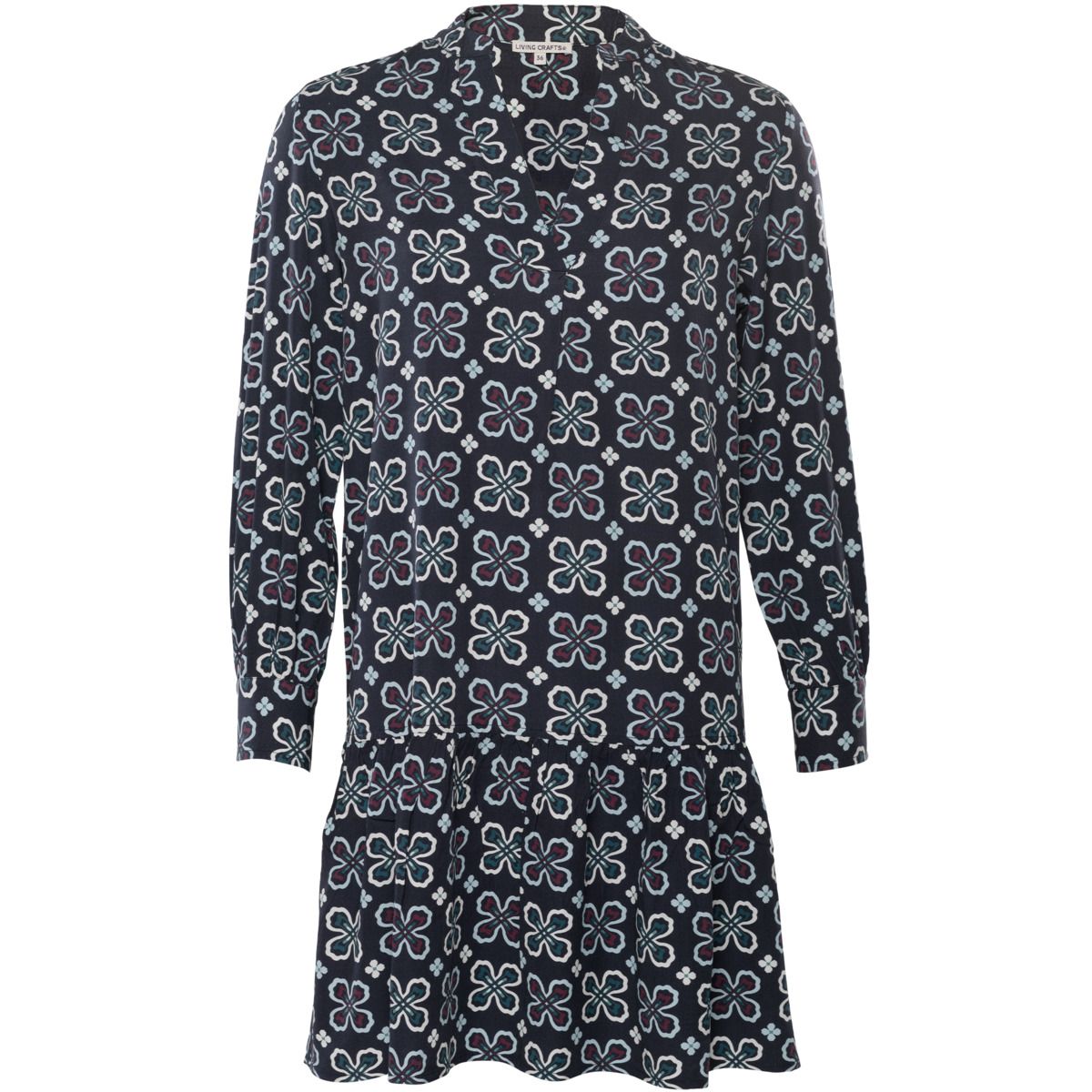 Gemustertes V-Ausschnitt Minikleid