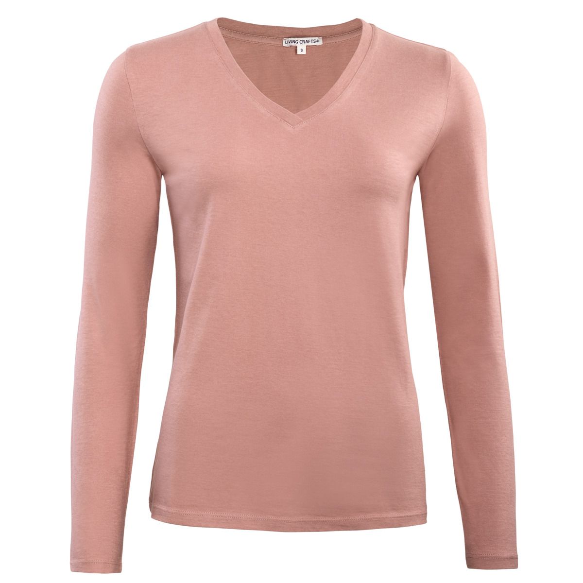 Weiches Bio-Baumwoll-Langarmshirt mit V-Ausschnitt