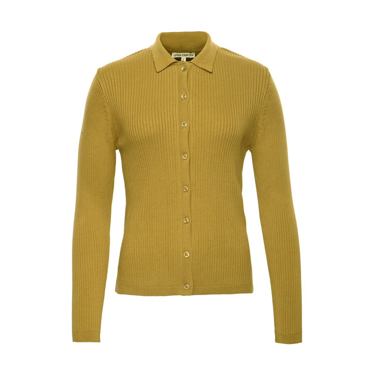 Rippstrickjacke mit Polokragen