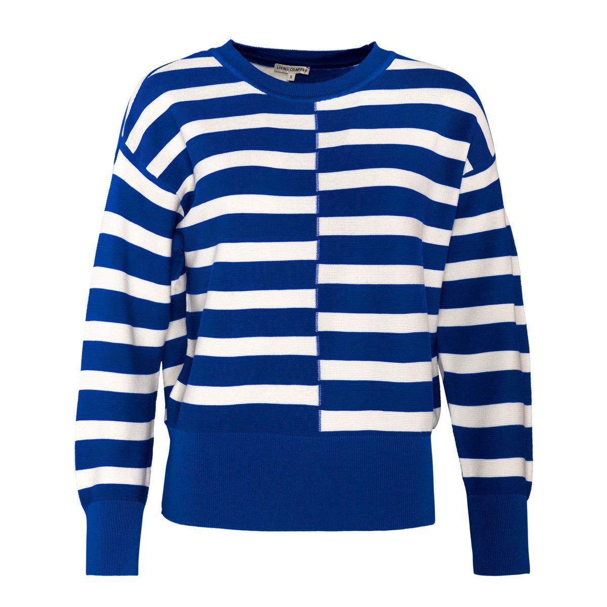 Gestreifter Baumwollpullover mit geteiltem Muster