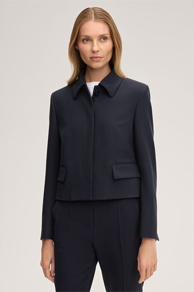 Kurze Crepe-Jacke mit Umlegekragen