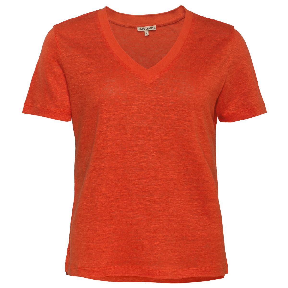 Leinen-T-Shirt mit V-Ausschnitt