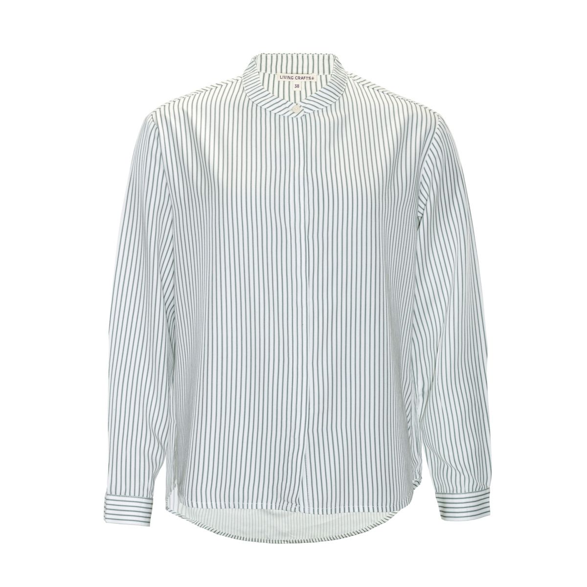 Gestreifte Lyocell-Bluse mit Stehkragen