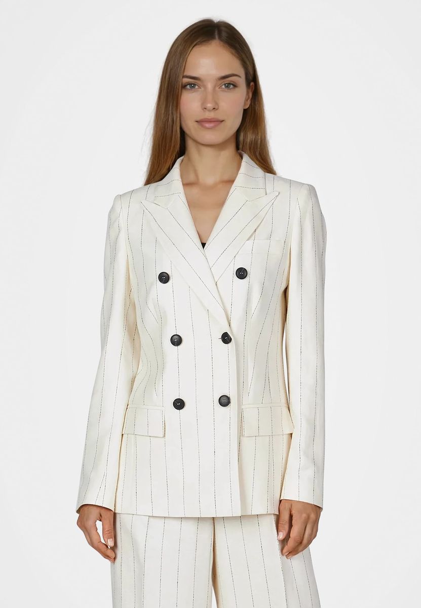 Taillierter Nadelstreifen-Blazer aus Leinenmix