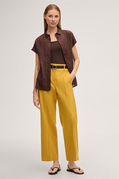 Elegante Leinenstretch-Culotte mit Bügelfalten