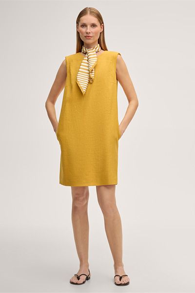 Minimalistisches Leinen-Eggshape-Minikleid