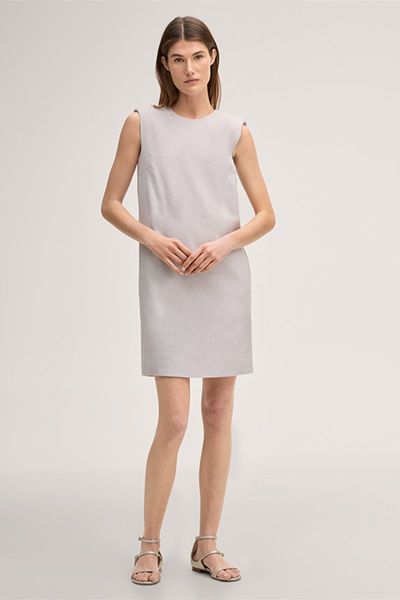 Minimalistisches ärmelloses Leinen-Eggshape-Kleid