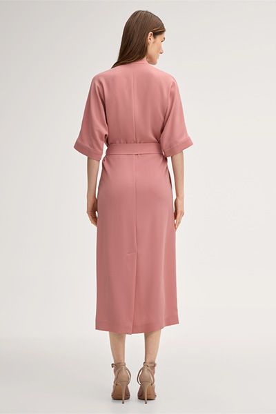 Midi-Kaftankleid aus Crêpe mit Gürtel