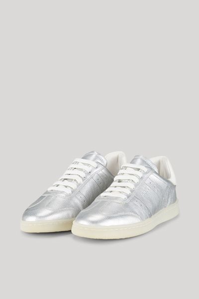 Flache Sneaker aus Metallic-Leder