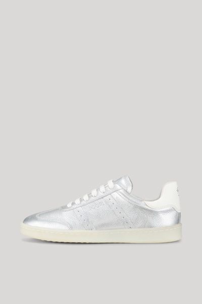 Flache Sneaker aus Metallic-Leder