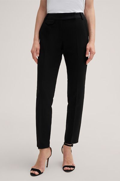 Schmal geschnittene verkürzte Crêpe-Hose