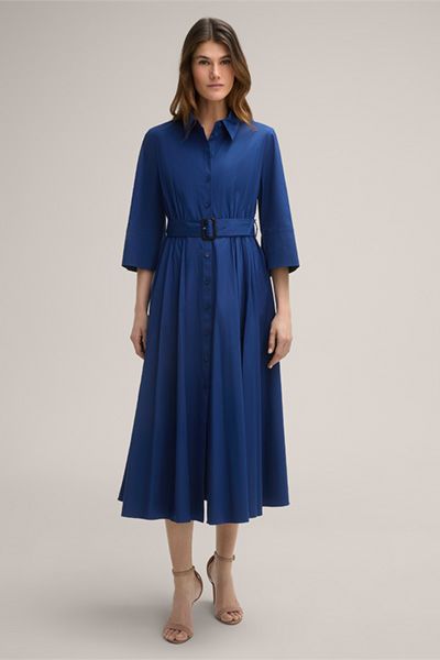 Midikleid aus Baumwollstretch mit Gürtel