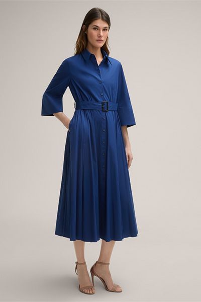Midikleid aus Baumwollstretch mit Gürtel