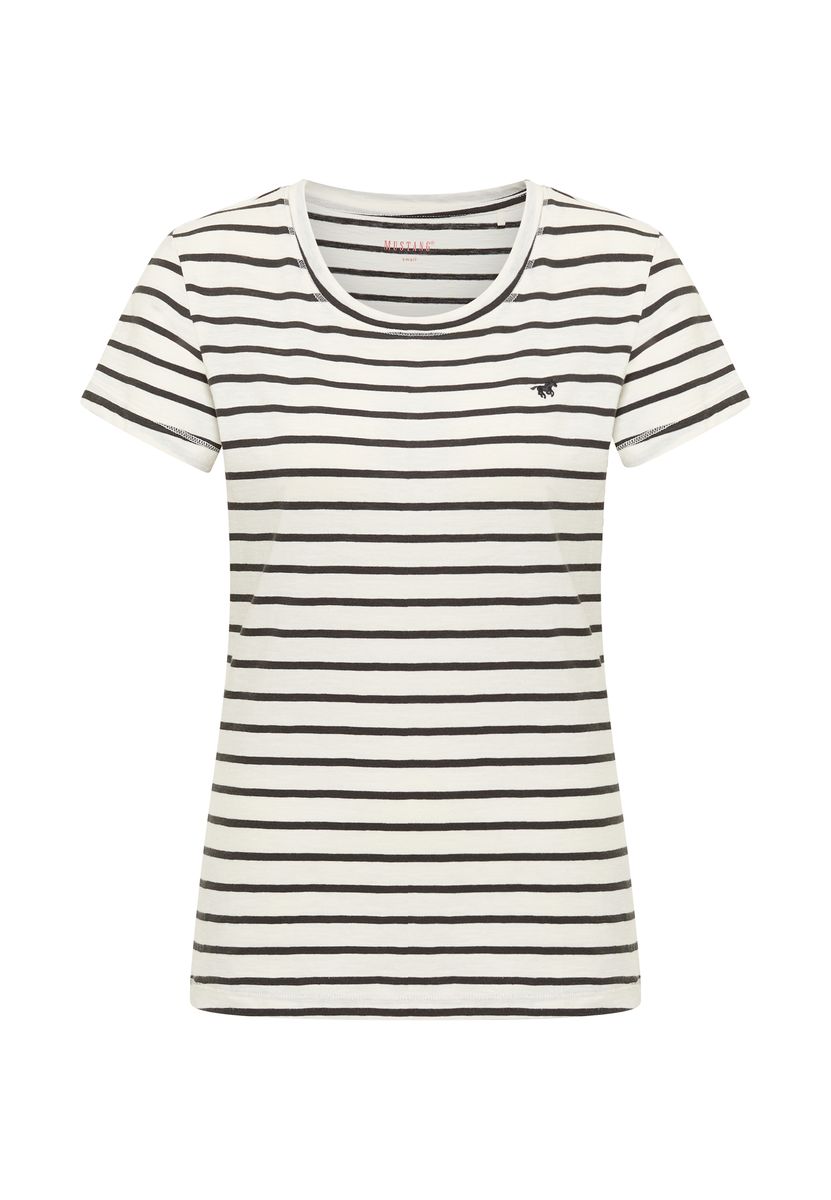 Gestreiftes Baumwoll-T-Shirt mit Rundhalsausschnitt