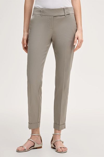 Klassische Baumwoll-Stretchhose mit Umschlag
