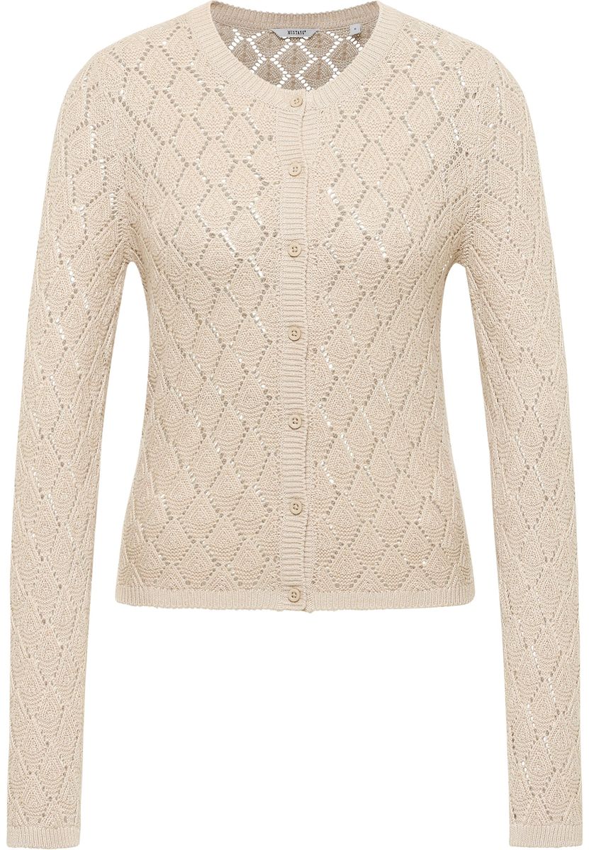 Feingestrickter Cardigan mit Rautenmuster