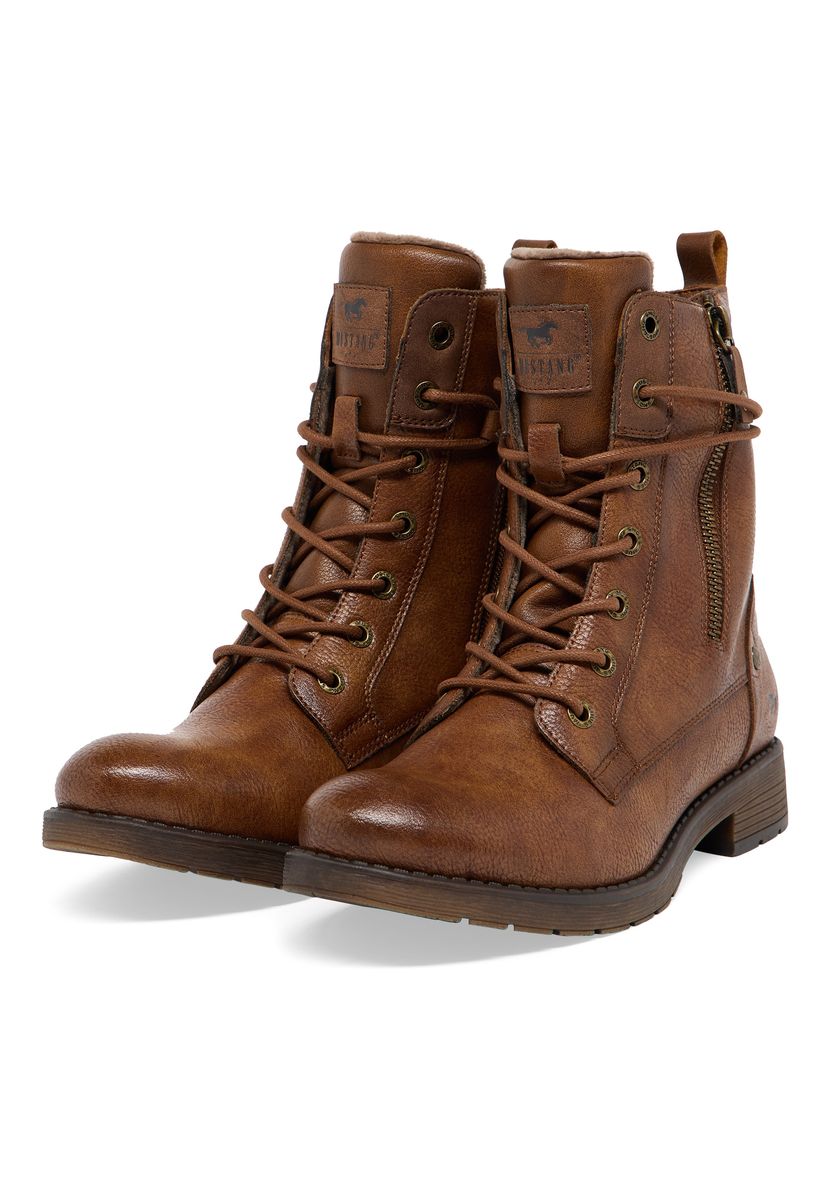 Schnürstiefeletten mit praktischem Reißverschluss