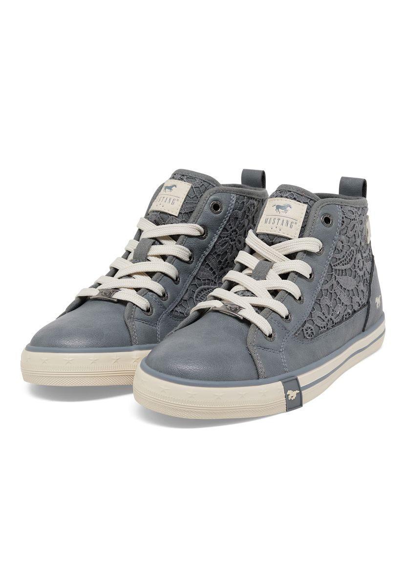 High-Top Sneaker mit Spitzenbesatz