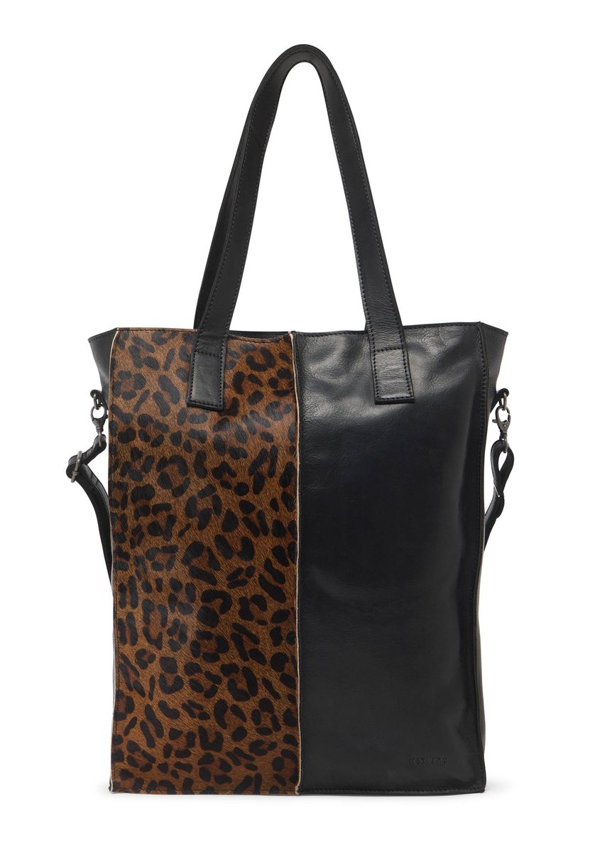 Shopper aus Leder mit Leopardenmuster