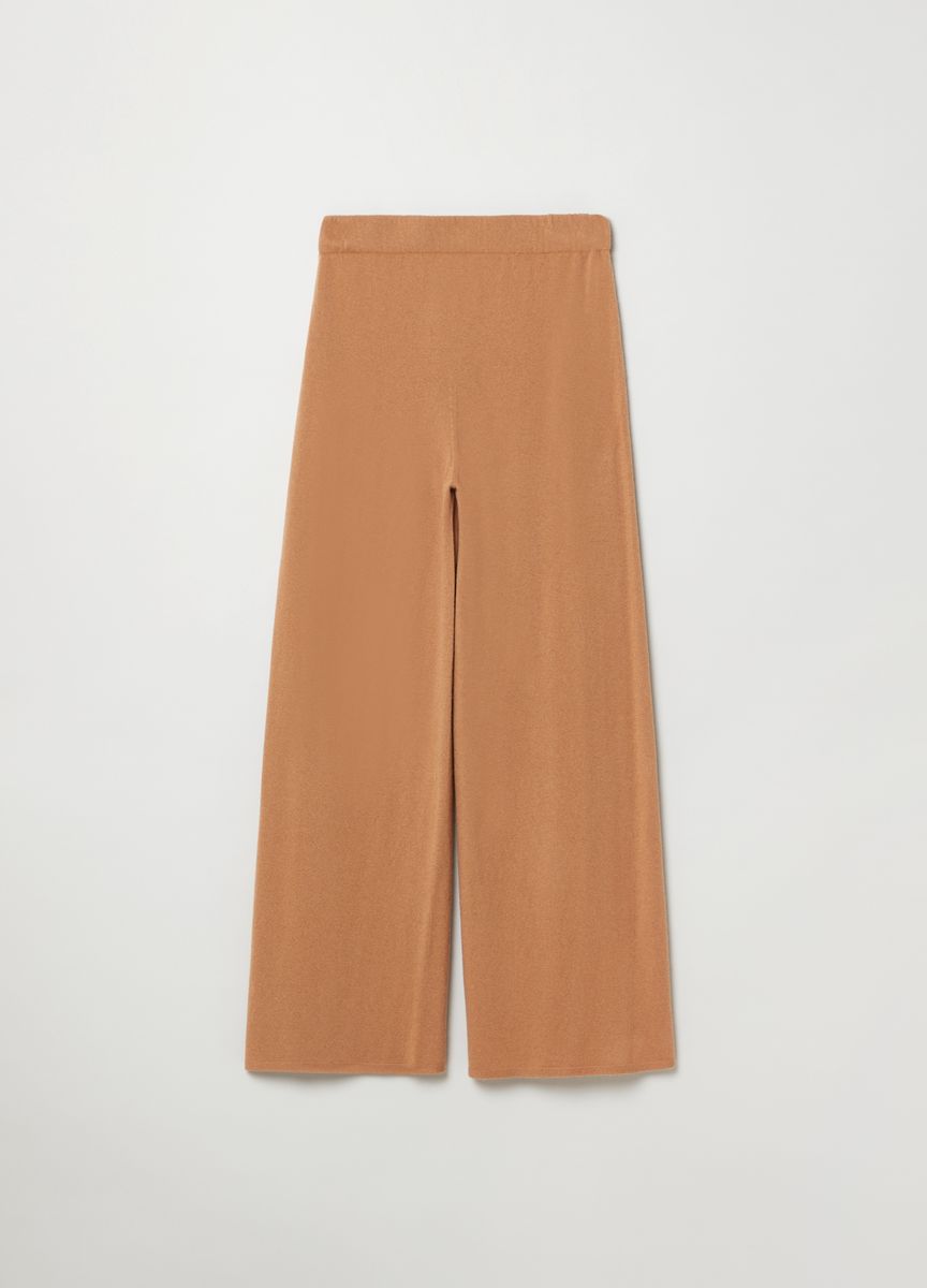 Strickhose mit weitem Bein und Nähten